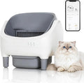 Self Cleaning Litter Box, Automatic Cat Litter Box with APP Control, Odor-Free Open-Top Cat Toilet with Large Waste Bin & Trash Bags, for Multiple Cats Kittens Large Breeds, Grey
