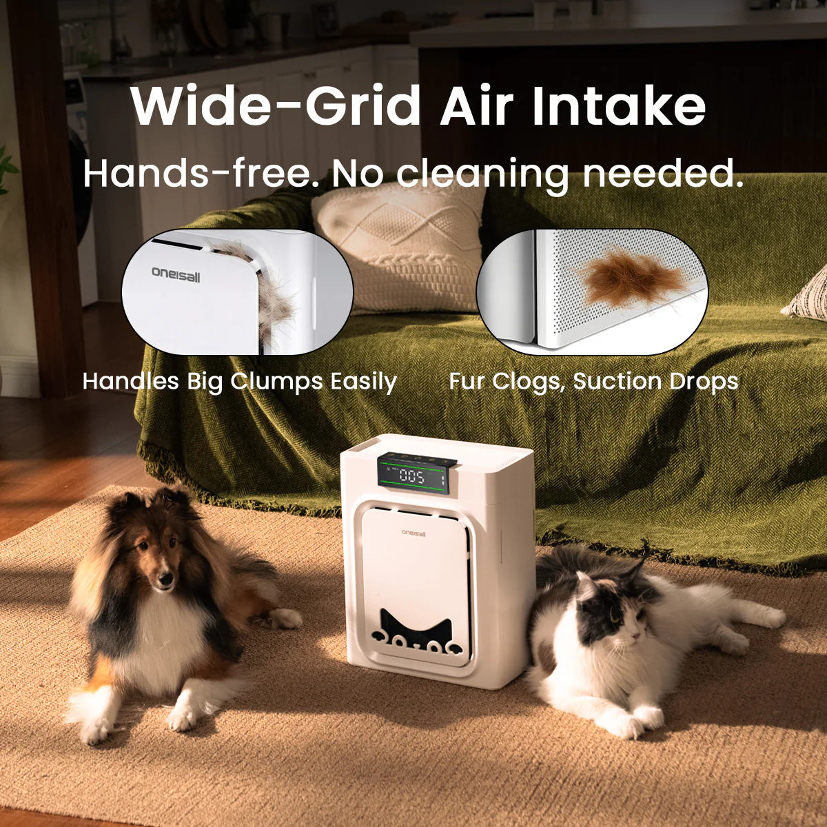 Oneisall Air Purifier for Homes with Pets, Dual-Side Intake