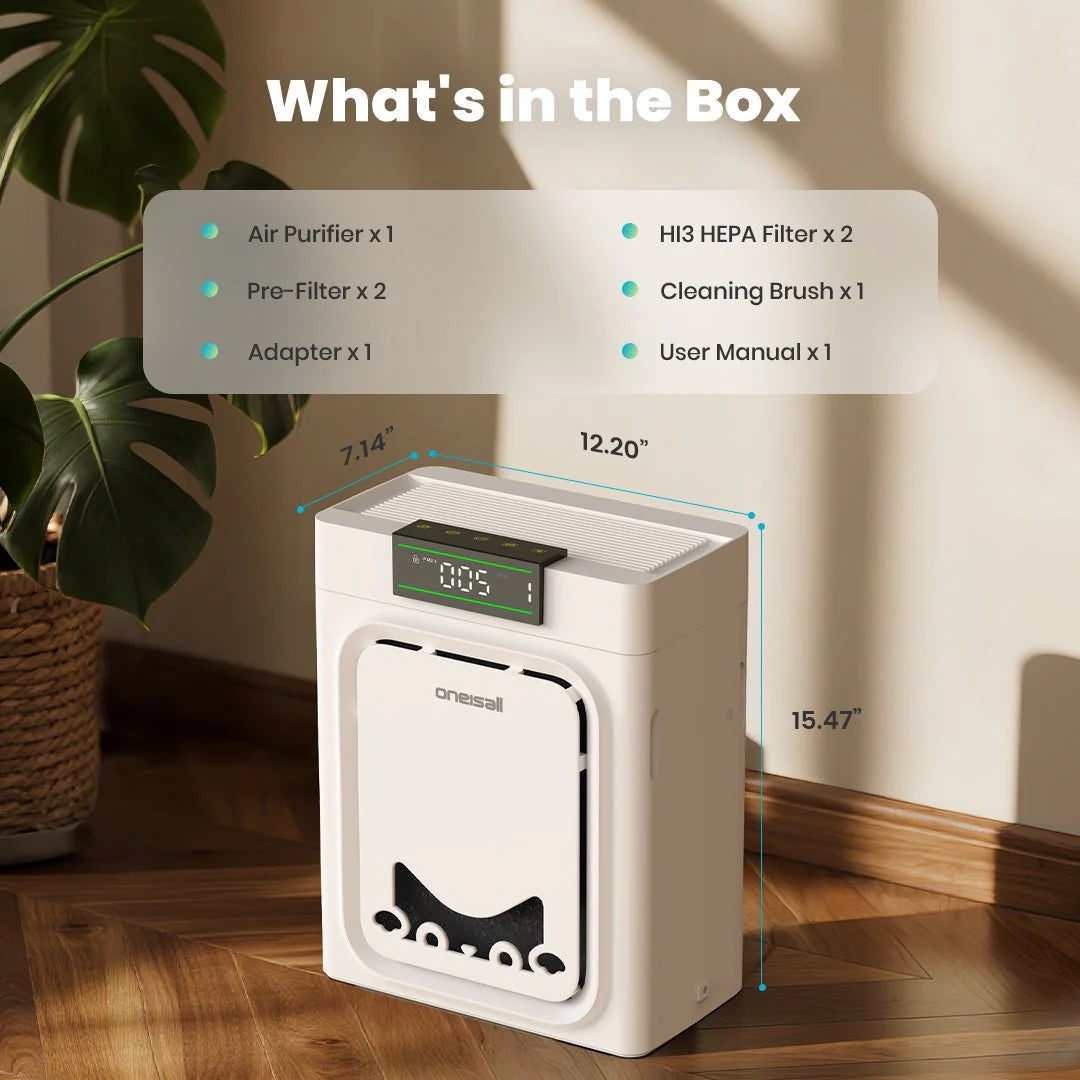 Oneisall Air Purifier for Homes with Pets, Dual-Side Intake